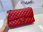 Chanel Classic Flap Bag Silver Chain In Red Size 25cm - 6