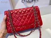 Chanel Classic Flap Bag Silver Chain In Red Size 25cm - 3