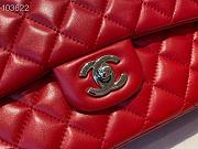 Chanel Classic Flap Bag Silver Chain In Red Size 25cm - 2