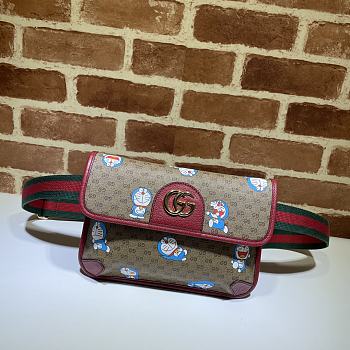 Doraemon x Gucci Small Belt Bag In Mini Canvas 647817 Size 24x16x3.5cm