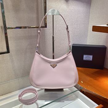 Prada Cleo Brushed Leather Shoulder Bag In Pink 1BC156 Size 30x18.5x4cm