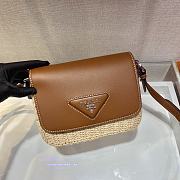 Prada Beige Cognac Raffia & Leather Shoulder Bag 1BD243 Size: 20x15x6.5cm - 4