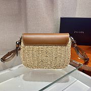 Prada Beige Cognac Raffia & Leather Shoulder Bag 1BD243 Size: 20x15x6.5cm - 6