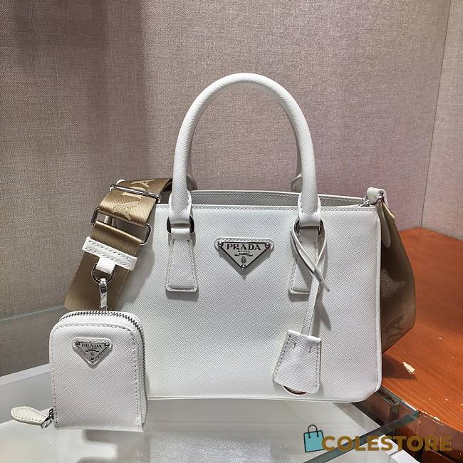Prada Galleria Small Saffiano In White Leather Bags 1BA296 Size 23x16.5x10cm - 1