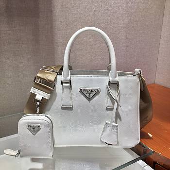 Prada Galleria Small Saffiano In White Leather Bags 1BA296 Size 23x16.5x10cm