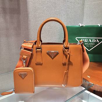 Prada Galleria Small Saffiano In Orange Leather Bags 1BA296 Size 23x16.5x10cm
