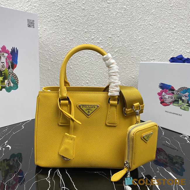 Prada Galleria Small Saffiano In Yellow Leather Bags 1BA296 Size   