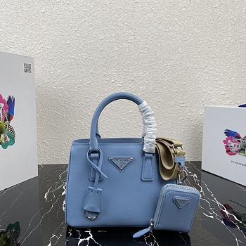 Prada Galleria Small Saffiano In Blue Leather Bags 1BA296 Size 23x16.5x10cm