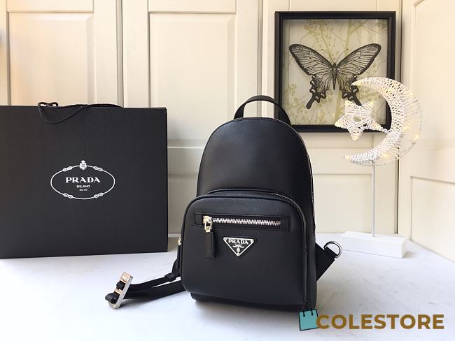 Prada Black Saffiano Crossbody Backpack 2VZ031 Size 18x28x9.5cm - 1