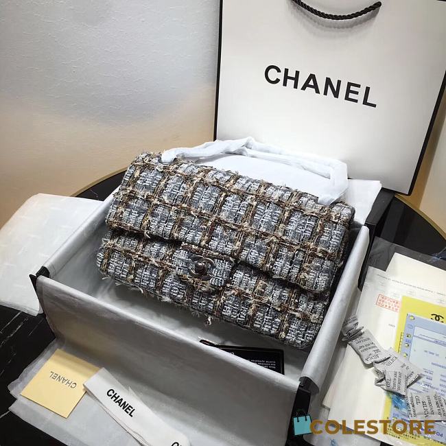 Chanel Flap Bag Woolen Cloth Size 20cm - 1