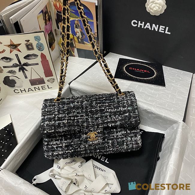 Chanel Extra Mini Classic Tweed Bag In Black A69900 Size 25.5cm - 1