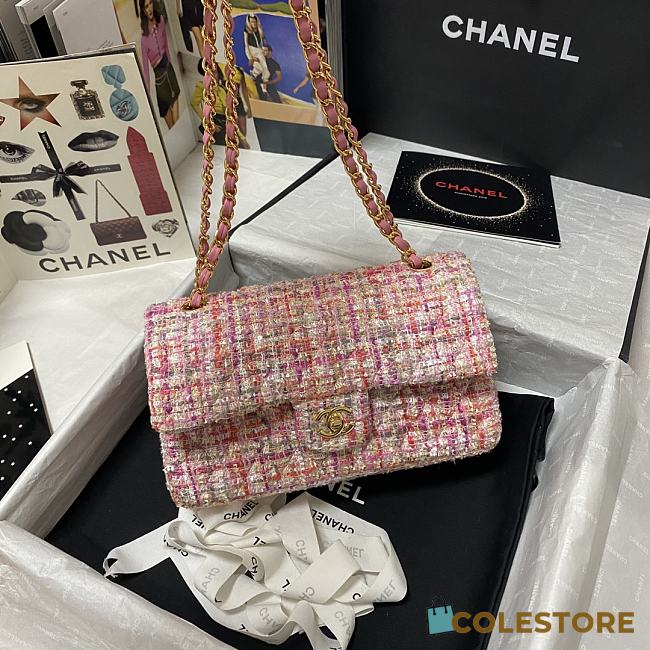 Chanel Extra Mini Classic Tweed Bag In Pink A69900 Size 25.5cm - 1