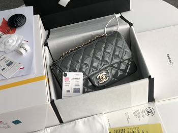Chanel Mini Flap Bag Patent Leather In Grey 1116 20cm