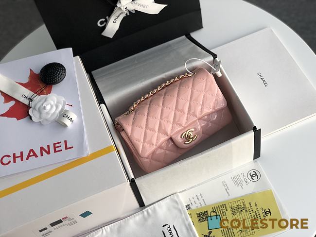 Chanel Mini Flap Bag Patent Leather In Pink 1116 20cm - 1