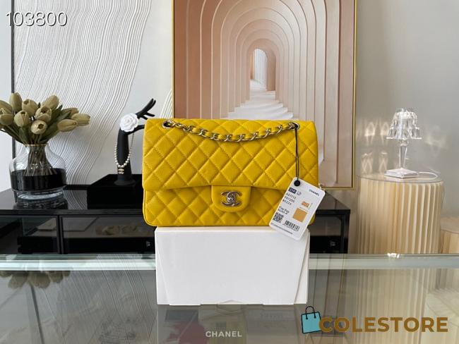 Chanel Medium Classic Bag In Yellow A58600 Size 25.5cm - 1
