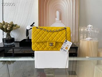 Chanel Medium Classic Bag In Yellow A58600 Size 25.5cm