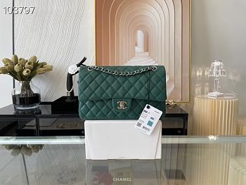 Chanel Medium Classic Flap Bag In Dark Green A58600 Size 25.5cm