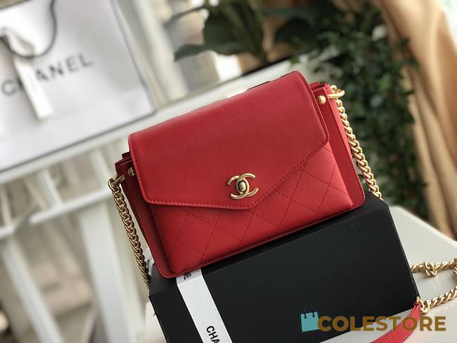 Chanel Latest Organ Flap Bag In Red 94305 Size 22x8x15cm - 1