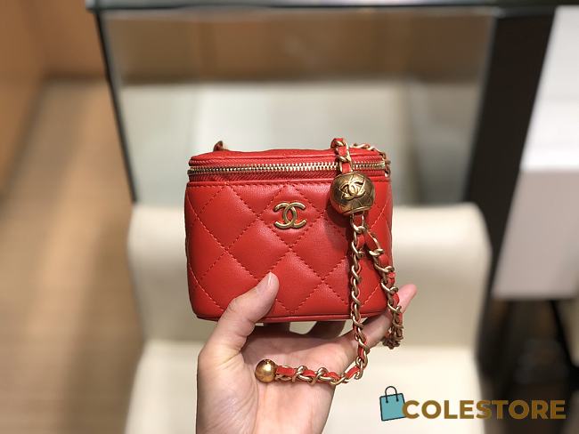Chanel Small Classic Box In Red A88828 Size 8.5x11x7cm - 1