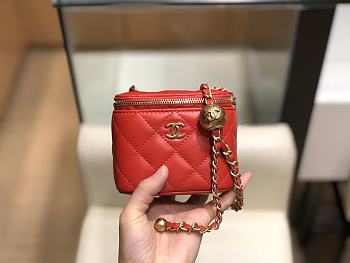 Chanel Small Classic Box In Red A88828 Size 8.5x11x7cm