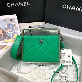 Chanel Clutch Bag Original Green Sheep Leather AS1732 Size 18x19.5x8.5cm