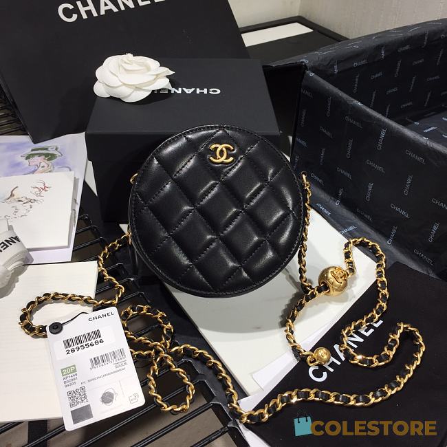 Chanel Mini Sheepskin In Black AS1449 Size 12x12x4.5cm - 1