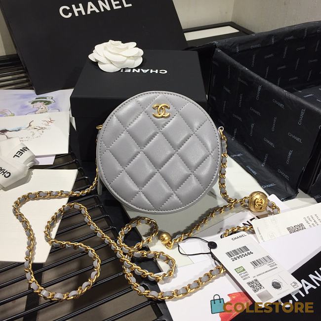 Chanel Mini Sheepskin In Grey AS1449 Size 12x12x4.5cm - 1