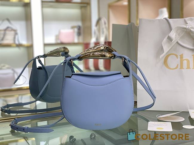 Chloe Kiss Small Purse  In Blue Calfskin S1350 Size: 20x26x8cm  - 1