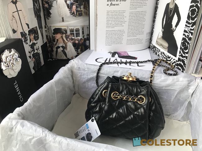 Chanel Minni Drawstring Bag In Black AS1802 Size: 20x17x10cm - 1