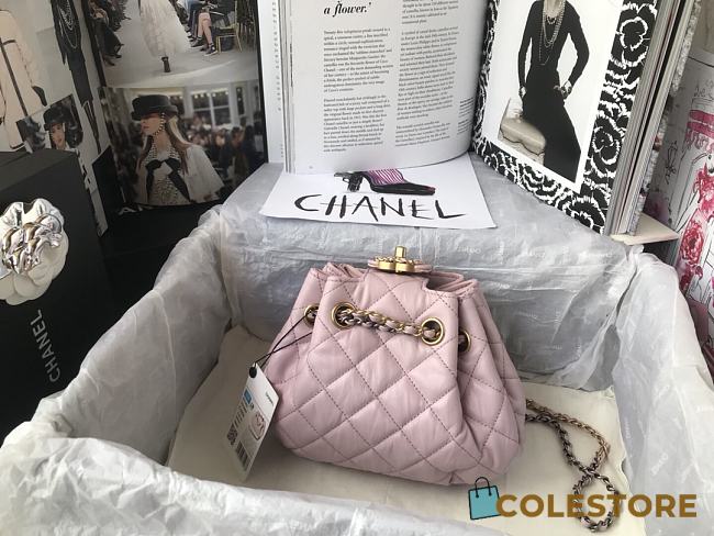 Chanel Mini Drawstring Bag In Pink AS1802 Size: 20x17x10cm - 1