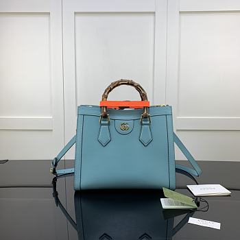 Gucci Small Tote Bag With Blue Leather 660195 Size 27x24x11cm
