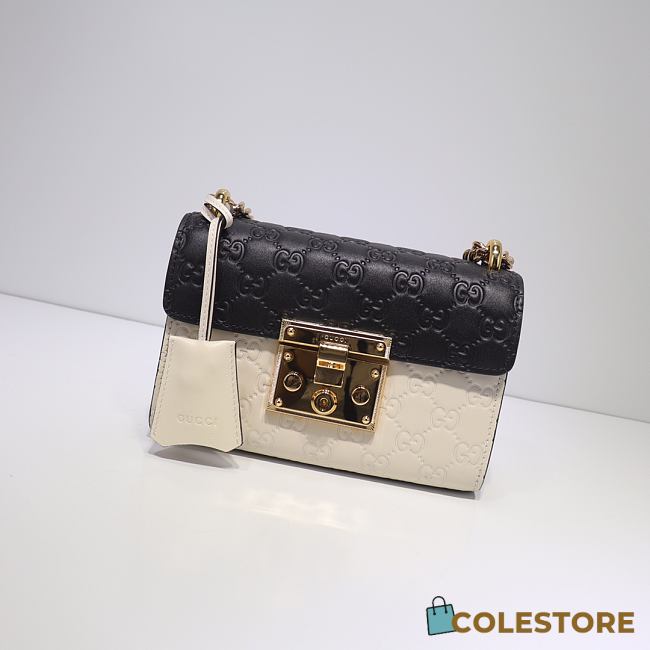 Gucci Padlock GG Black&Whie Shoulder Bag 409487 Size 20×12.5×8cm. - 1