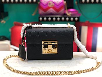 Gucci Padlock GG Shoulder Bag Logo In Black 409487 Size 20×12.5×8cm.