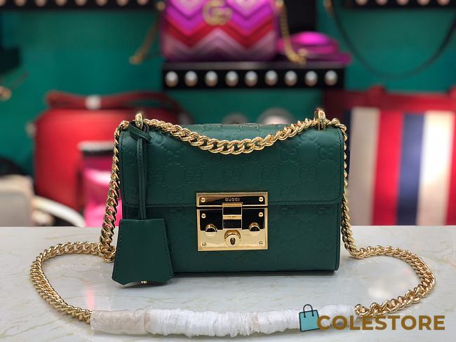 Gucci Padlock GG Shoulder Bag Logo In Blue 409487 Size 20×12.5×8cm. - 1