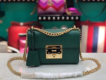 Gucci Padlock GG Shoulder Bag Logo In Blue 409487 Size 20×12.5×8cm.