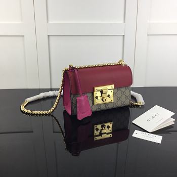 Gucci Supreme Small Shoulder Bag With Wine Leather Holder 20cm