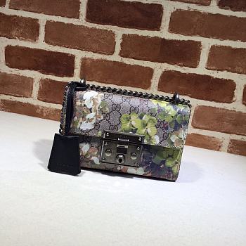 Gucci Padlock GG Green Blossom Shoulder Bag 409487 Size 20×12.5×8cm.