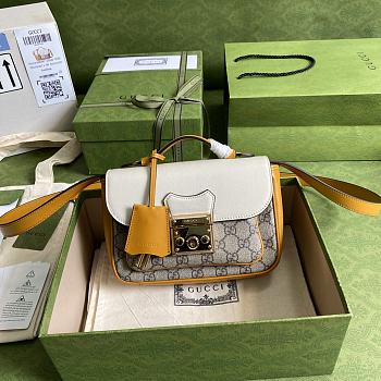 Gucci Padlock Mini Bag In GG Supreme Canvas Leather 658487 Size 21x14x5cm