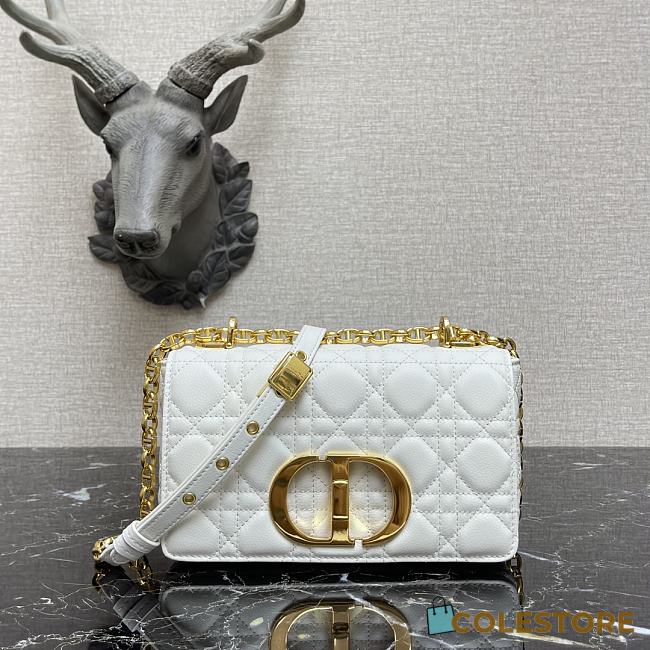 Small Dior Caro Bag With White Calfskin 621200 Size: 20×12×7cm - 1