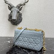Small Dior Caro Bag With Blue Calfskin 621200 Size: 20×12×7cm - 4