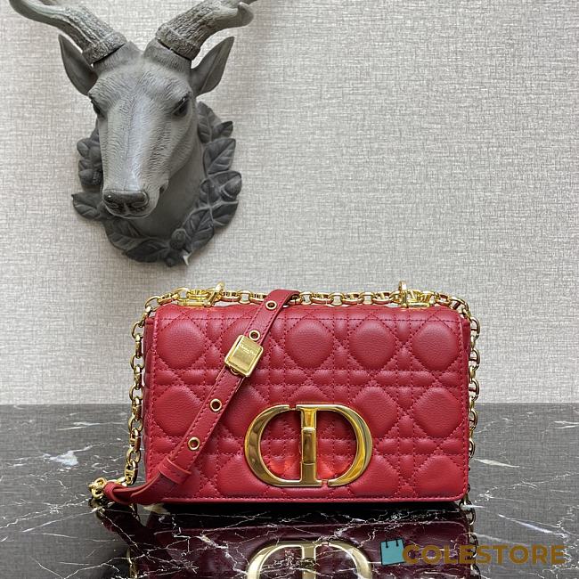 Small Dior Caro Bag With Red Calfskin 621200 Size: 20×12×7cm - 1
