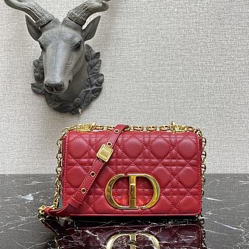 Small Dior Caro Bag With Red Calfskin 621200 Size: 20×12×7cm