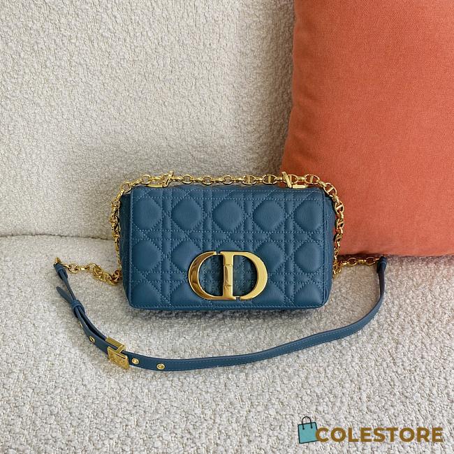 Small Dior Caro Bag With Sea Blue Calfskin 621200 Size: 20×12×7cm - 1