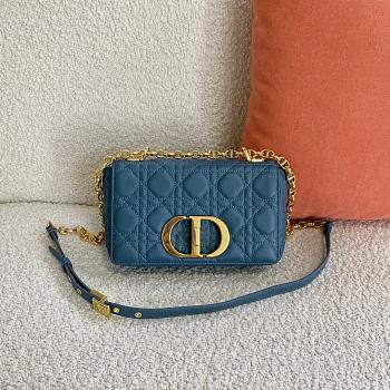 Small Dior Caro Bag With Sea Blue Calfskin 621200 Size: 20×12×7cm