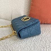 Small Dior Caro Bag With Sea Blue Calfskin 621200 Size: 20×12×7cm - 3