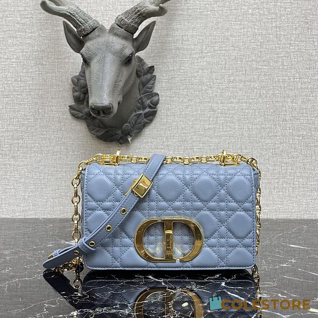 Small Dior Caro Bag With Blue Calfskin Golden Chain 621200 Size: 20×12×7cm - 1