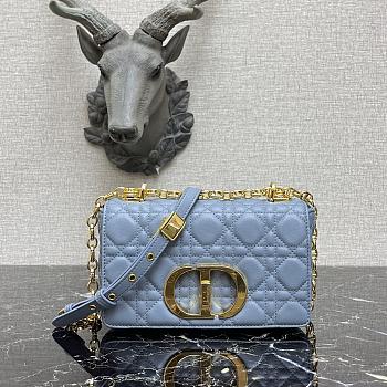 Small Dior Caro Bag With Blue Calfskin Golden Chain 621200 Size: 20×12×7cm