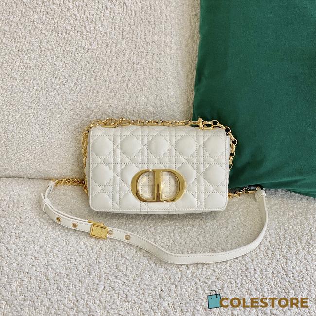 Small Dior Caro Bag With White Calfskin Golden Chain 621200 Size: 20×12×7cm - 1