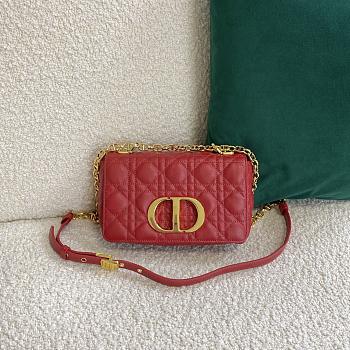 Small Dior Caro Bag With Red Calfskin Golden Chain 621200 Size: 20×12×7cm