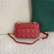 Small Dior Caro Bag With Red Calfskin Golden Chain 621200 Size: 20×12×7cm - 3